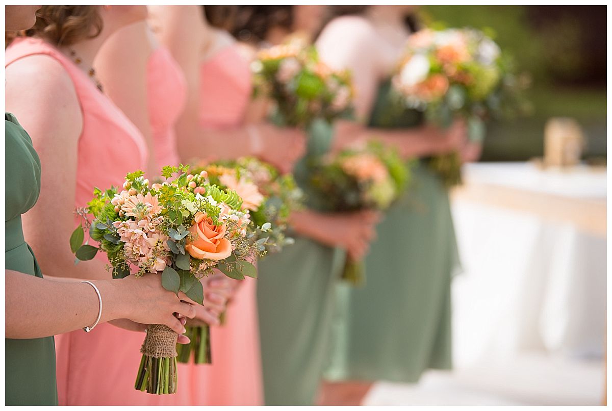 Wedding Bouquets with coral roses and greenery