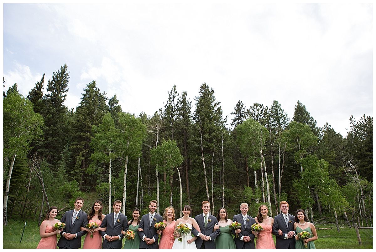 Green and Coral Bridal Party Photo