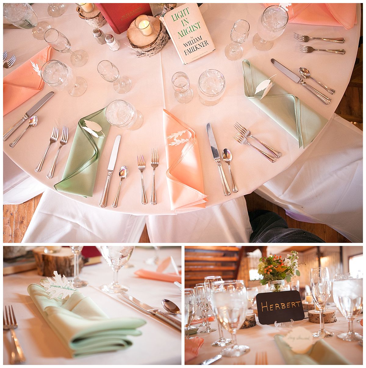 Vintage book themed wedding tables