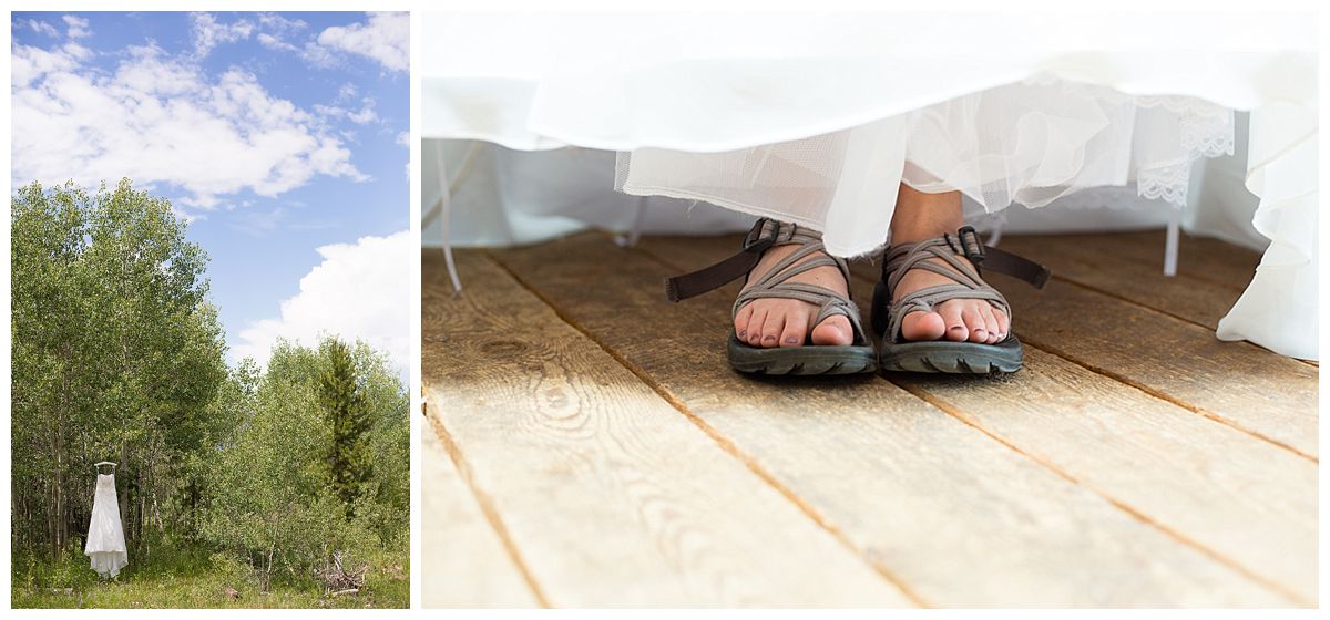 Chaco wedding shoes and dress photo in aspens