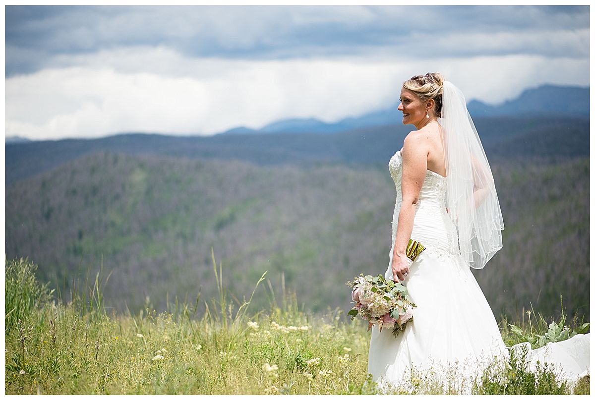 Bride on top of the mountain on Granby Ranch