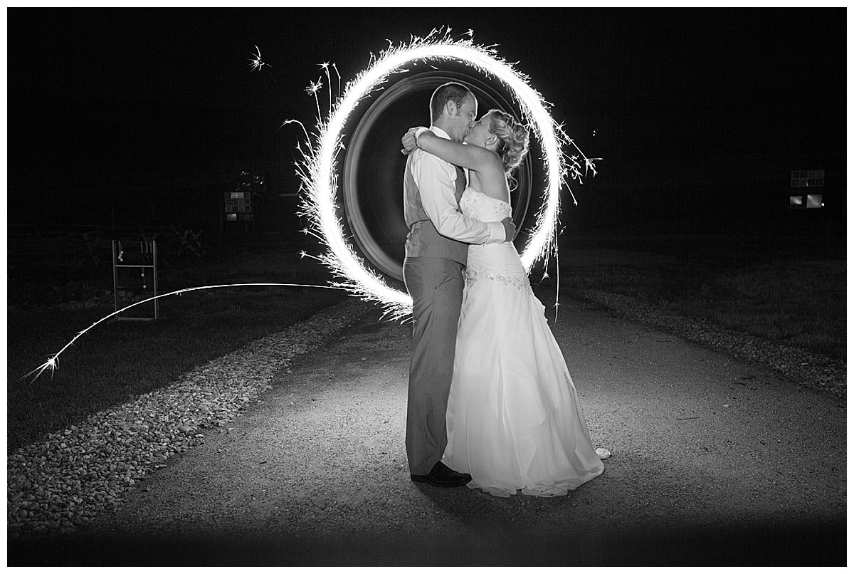 Sparkler kiss on wedding day