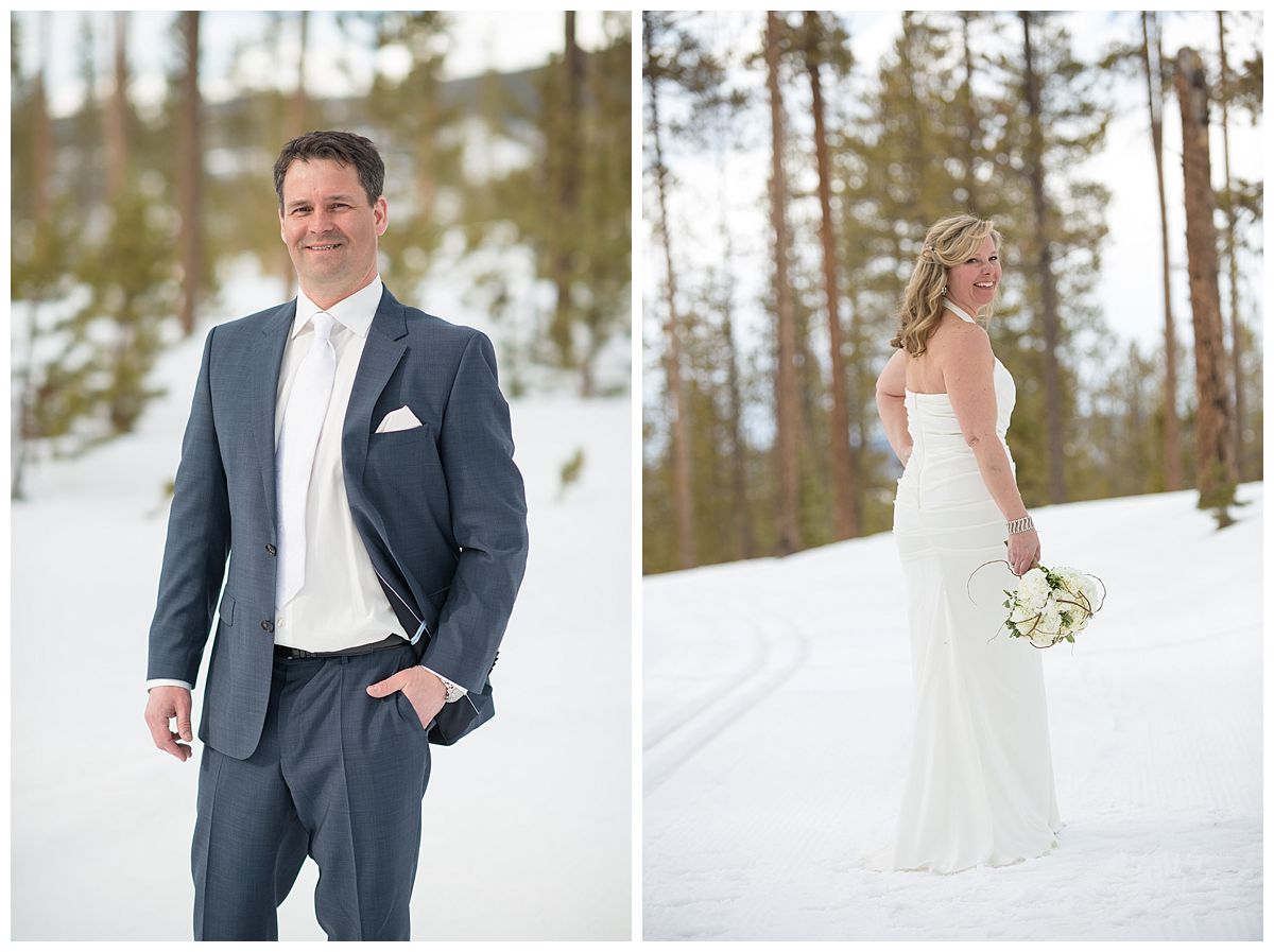 Bride and groom portraits in winter