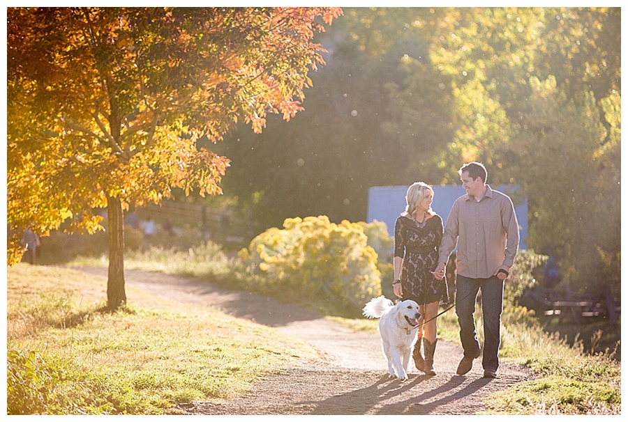 Fall engagement session with dog in colorado