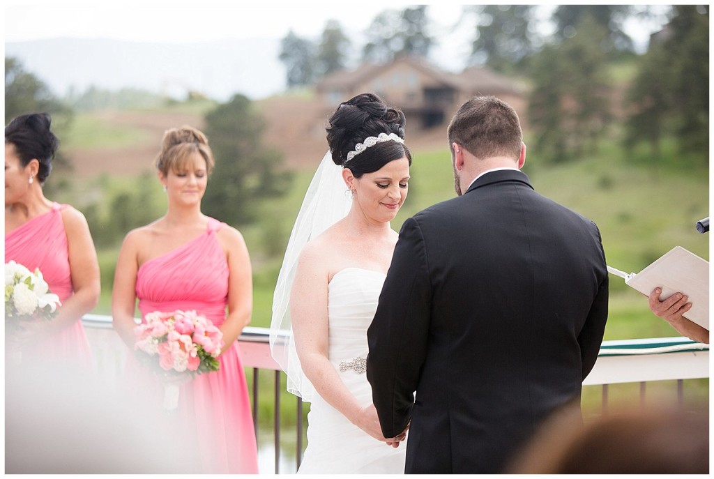 Bride and groom during their Deer Creek Valley Ranch wedding ceremony.