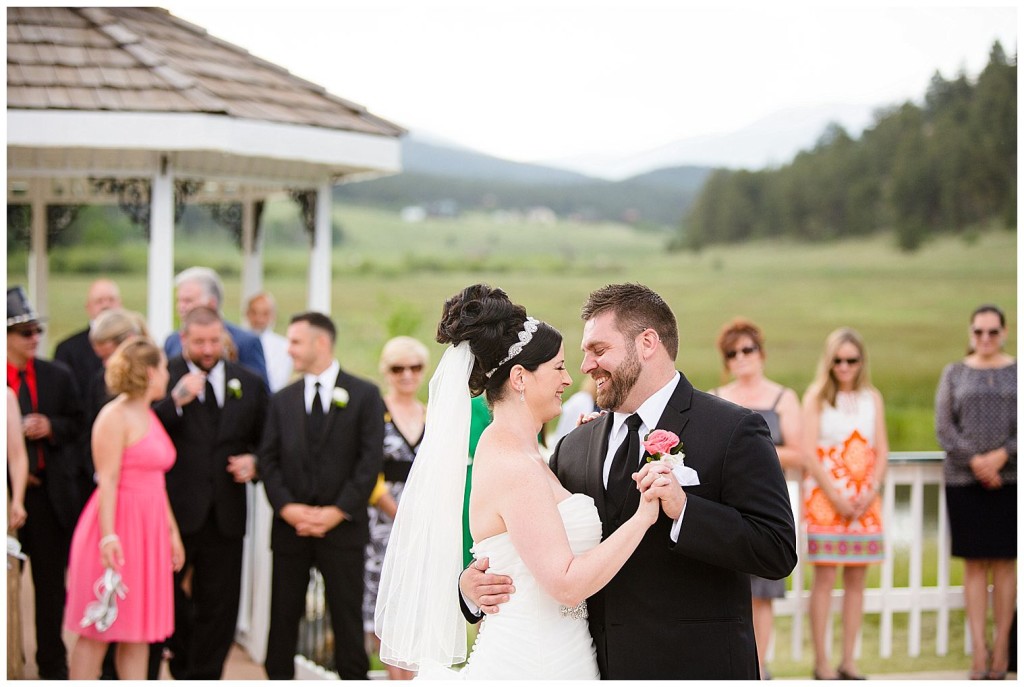 Wedding couple's first dance at Deer Creek Valley Ranch.